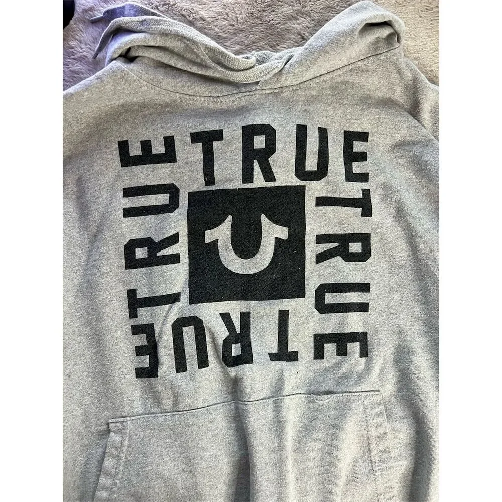 True Religion Men's Gray Graphic Print Pullover Hoodie Size L